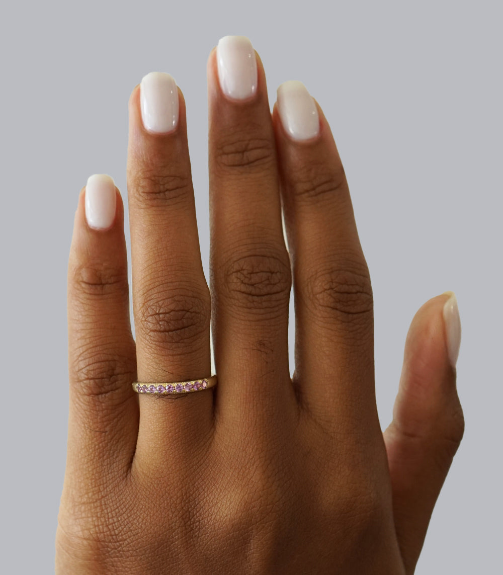 Vintage Inspired Stacking Band LF-R1-LS stacking band 14K yellow gold shiny finish with small stones
