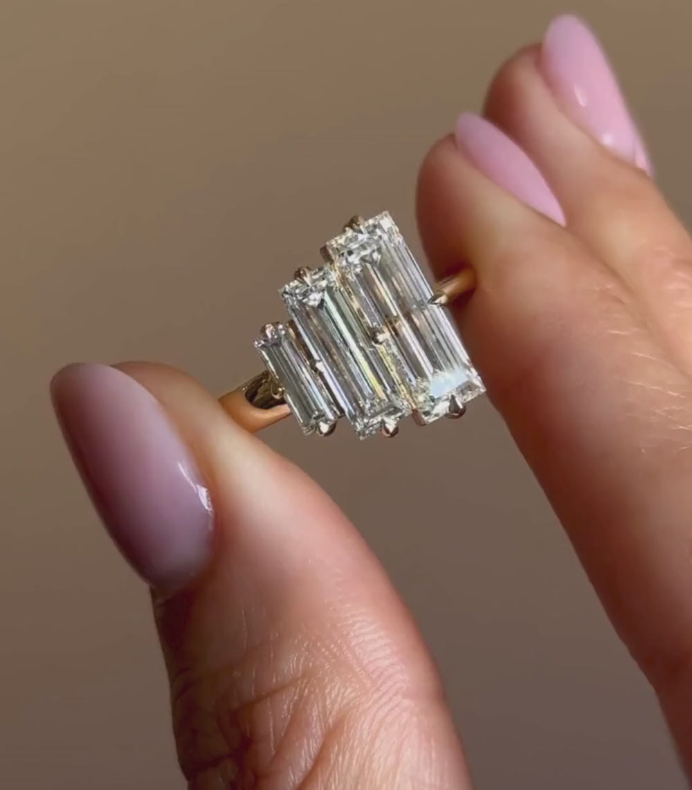 Unique three stone engagement ring video