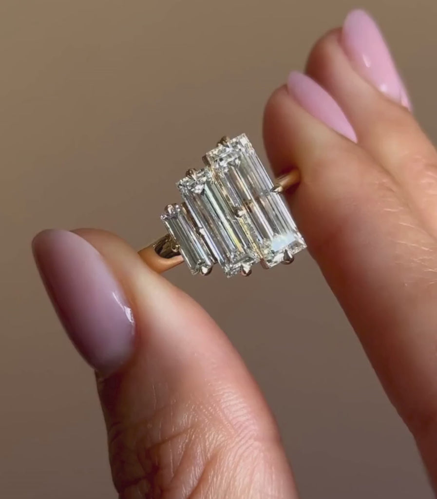 Unique three stone engagement ring video