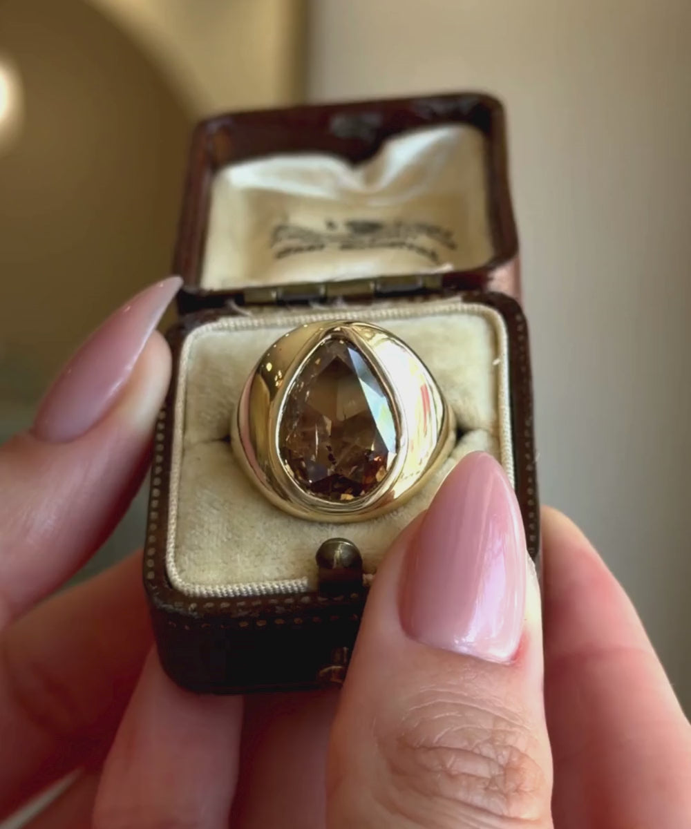 Pear brown diamond ring