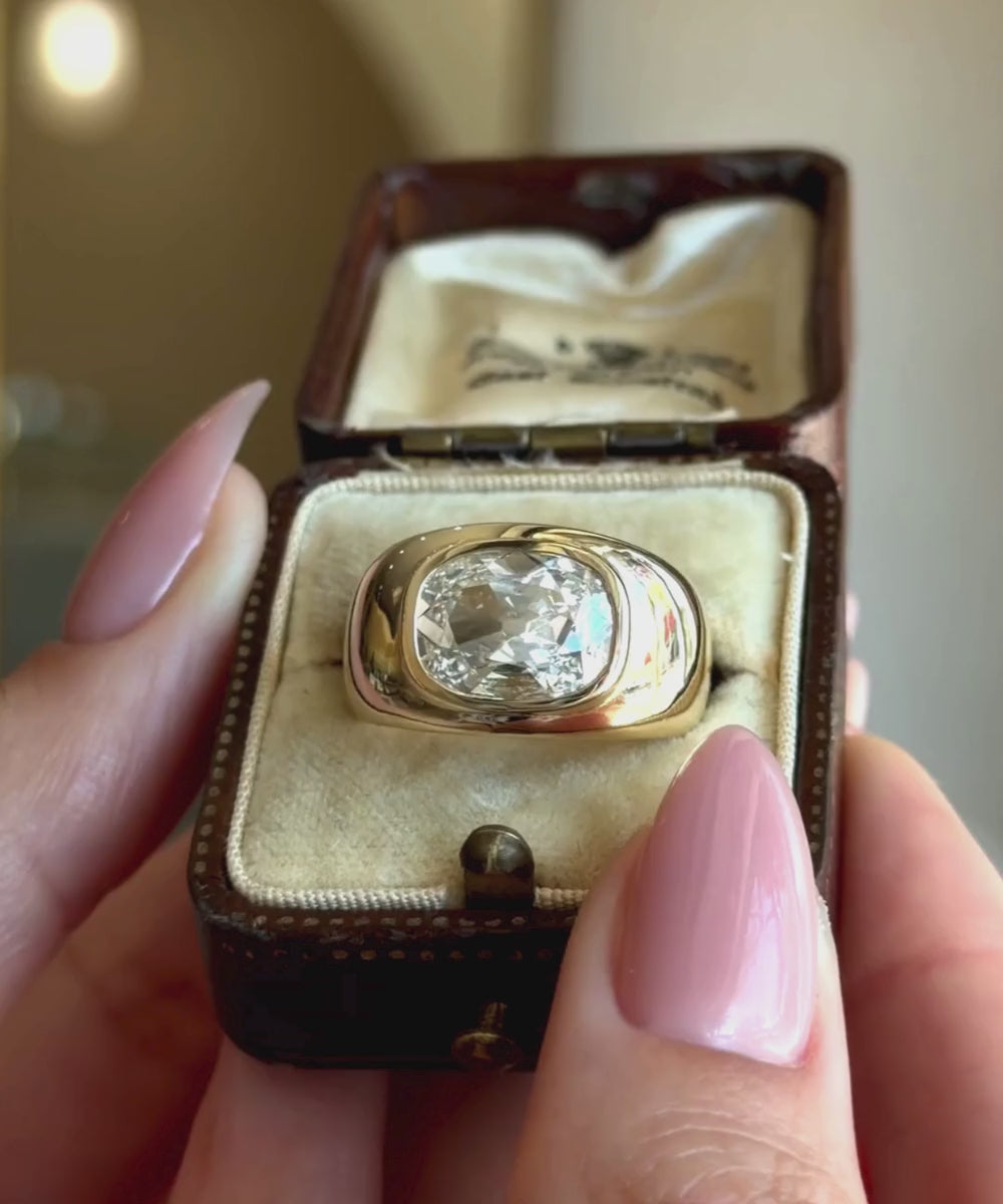 Lab grown cushion diamond ring