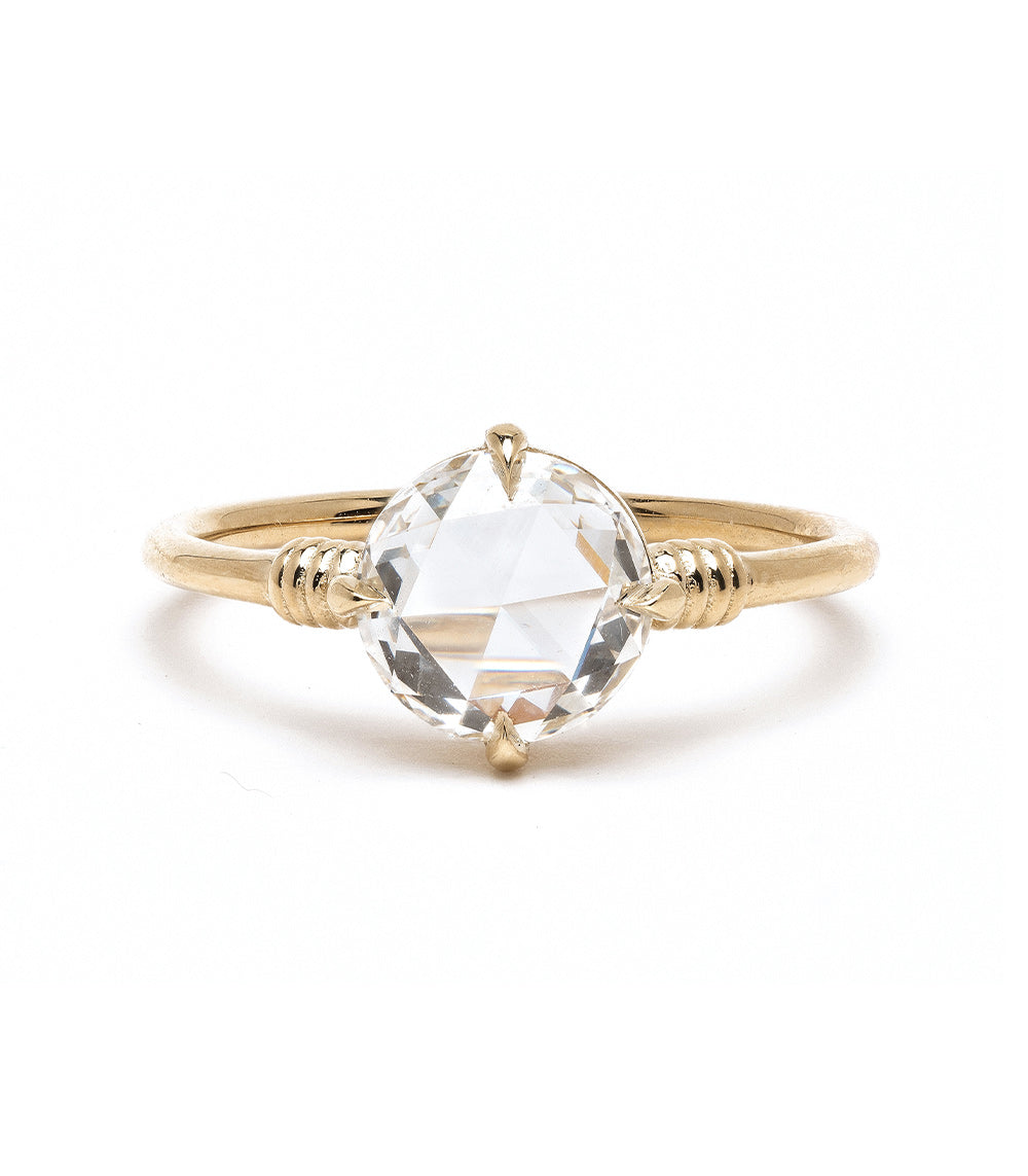 Teodora SK-R108-LGD-RC-MD-1.54 gold engagement ring with oval clear center stone and braided band