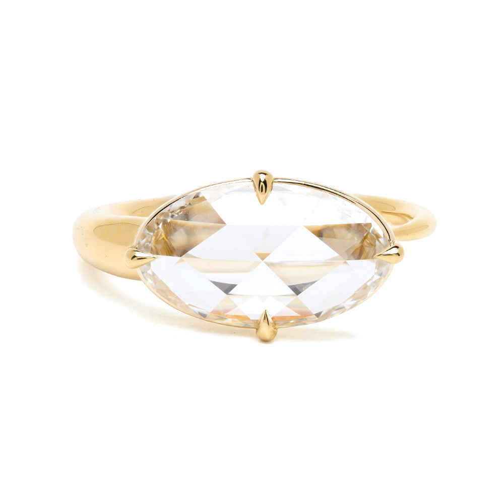 Sloane by Sofia Kaman gold engagement ring with marquise gemstone and polished band