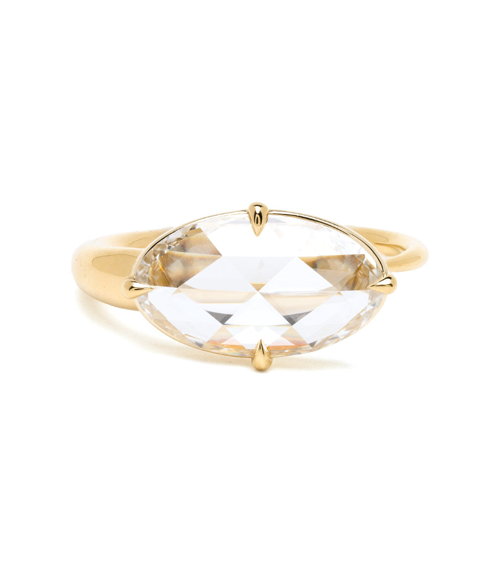 Sloane by Sofia Kaman gold engagement ring with marquise gemstone and polished band