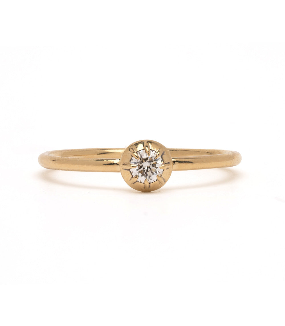 ID RING NO.1 ID-R1 14K yellow gold engagement ring with round solitaire diamond setting