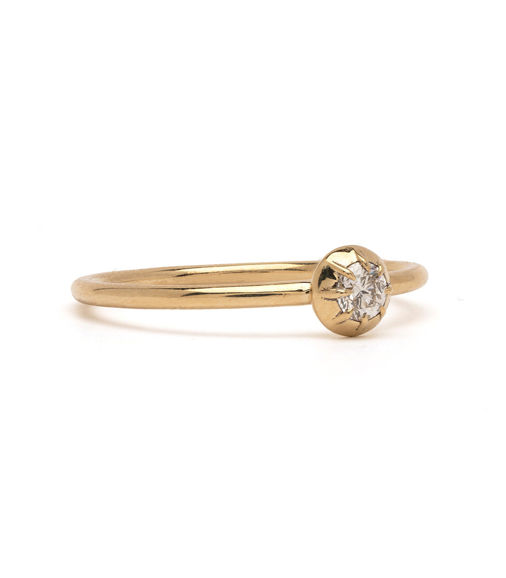 ID RING NO.1 by ID-R1 understated 14K yellow gold ring with round diamond solitaire setting
