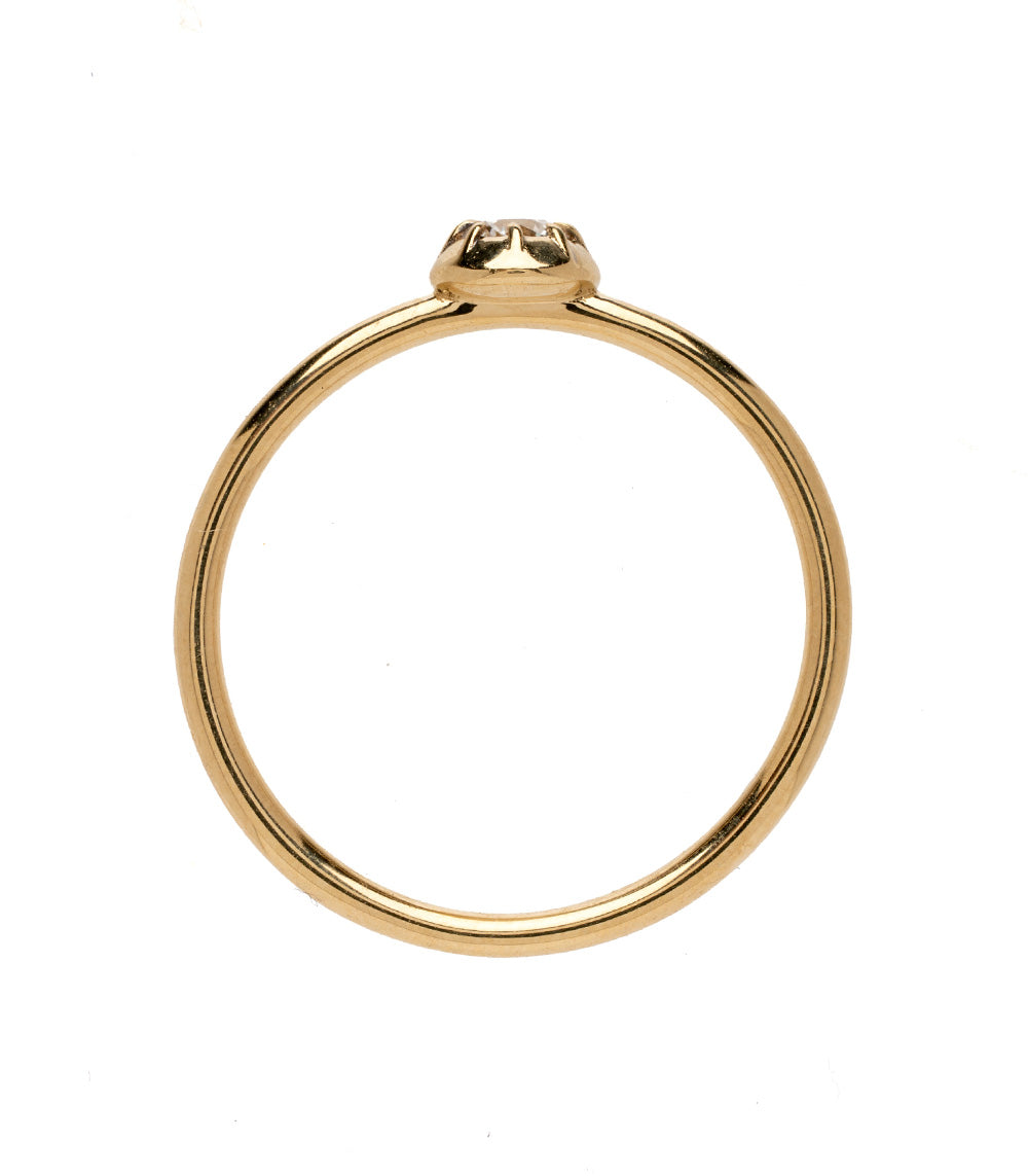 ID RING NO.1 by ID-R1 in 14K yellow gold with a faceted top setting on a plain band