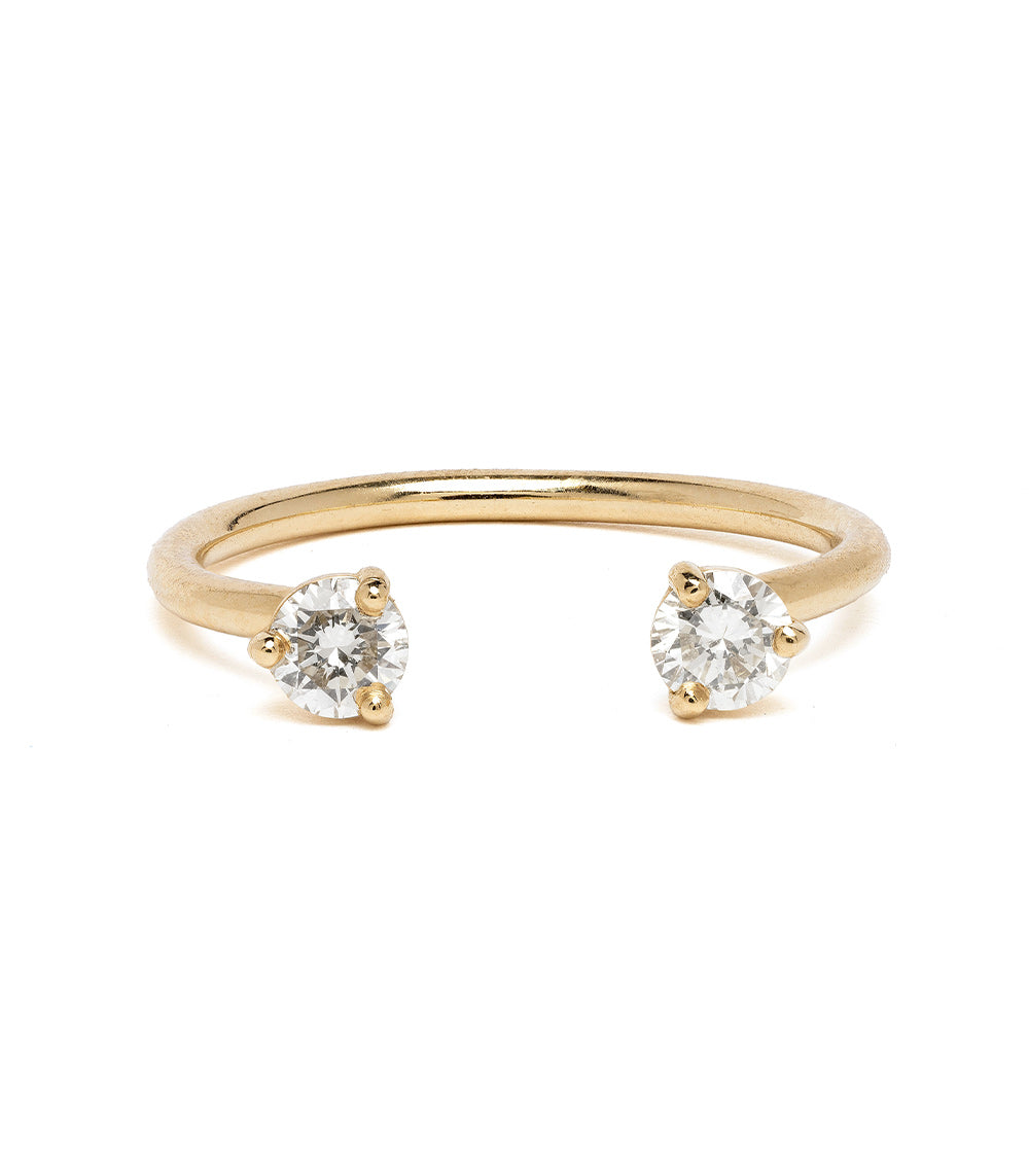 Lunetta A-R38-RD 2 stone engagement ring in 14K yellow gold with two round diamonds on shiny band