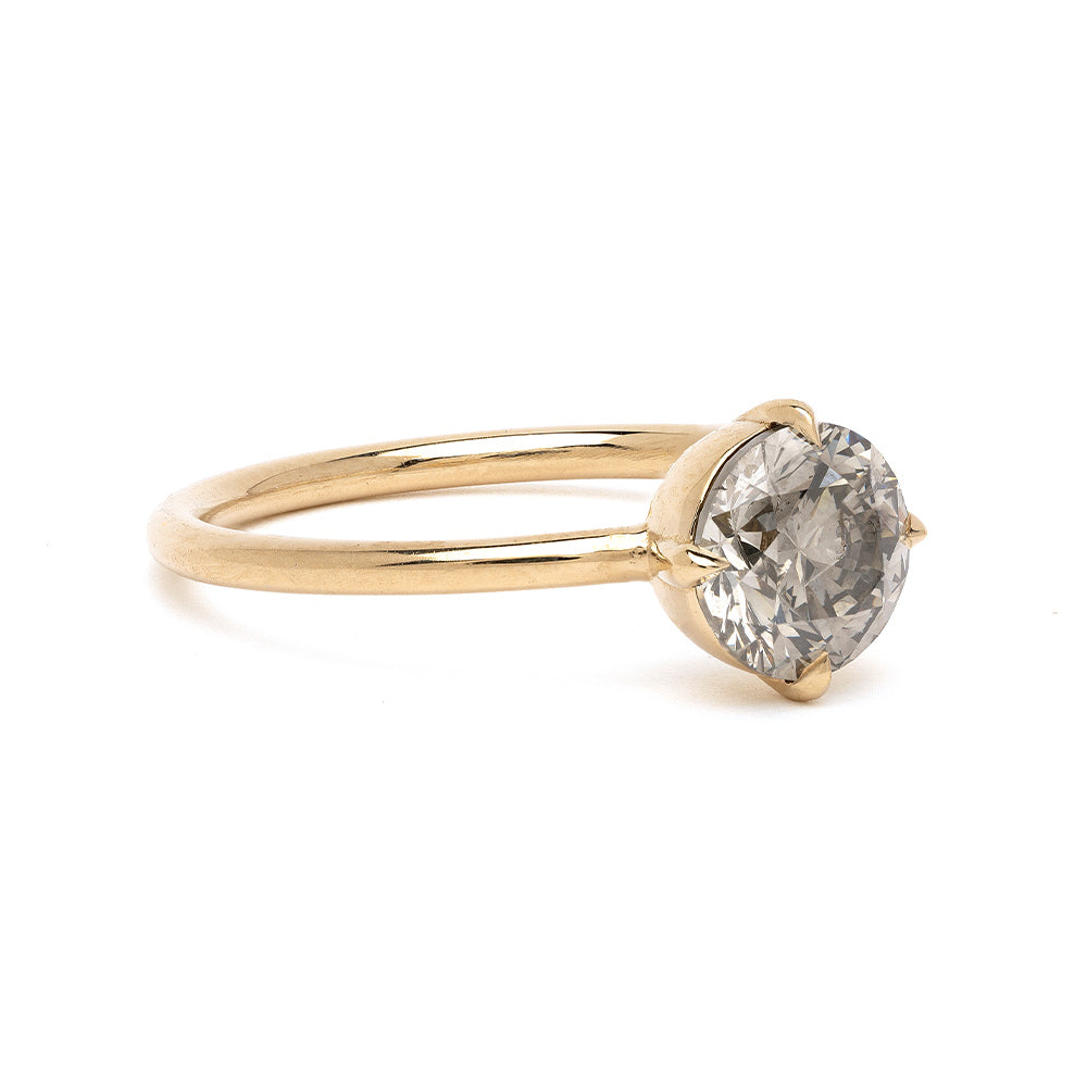 Kate SK-R31-SP-RB-1.30 gold engagement ring with round white diamond solitaire setting, understated.
