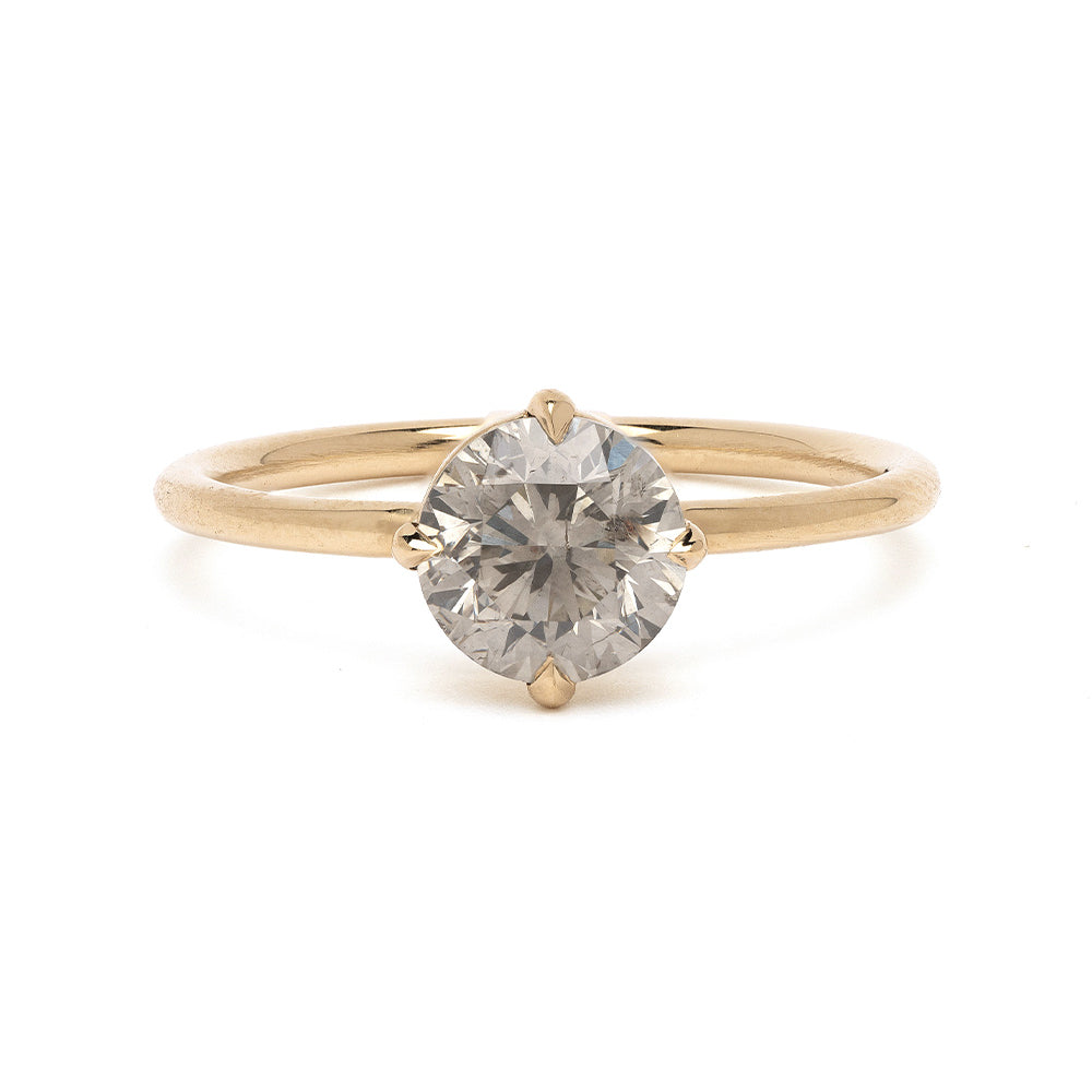 Kate SK-R31-SP-RB-1.30 gold engagement ring with round solitaire diamond—understated unique engagement ring
