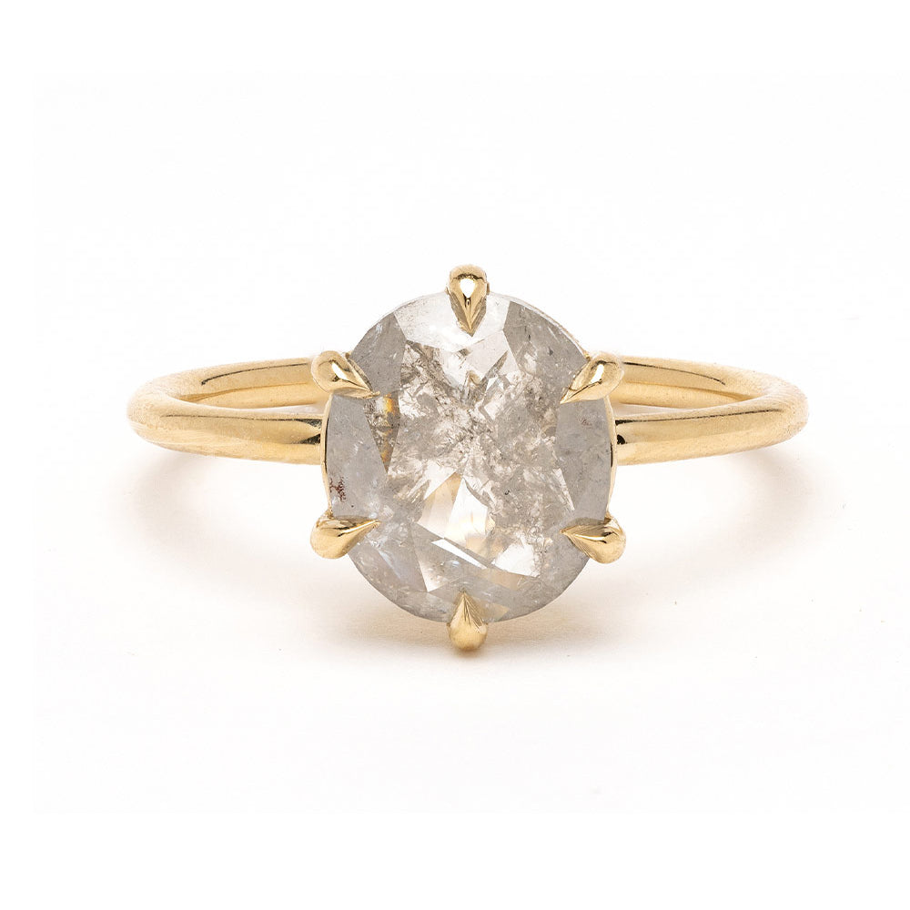 Kate SK-R31-RC-OS-SP understated unique engagement ring in gold with oval center diamond and prong setting
