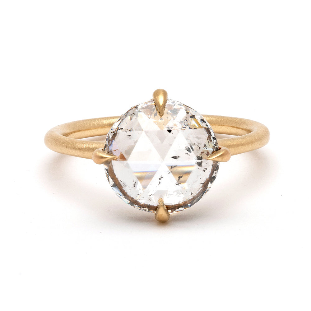 Billie SK-R94-RC-SP-LG gold engagement ring with round clear center stone, understated setting