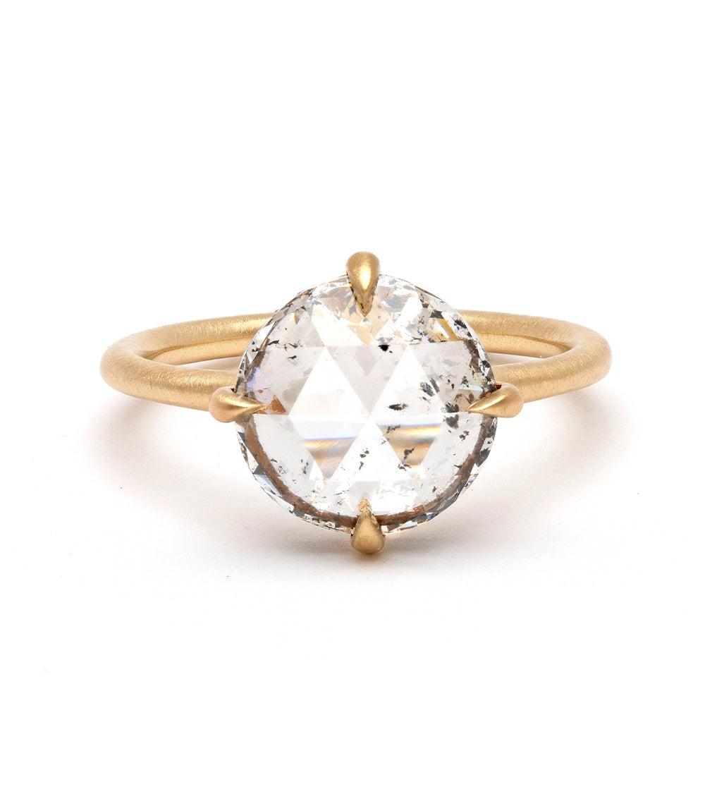 Billie SK-R94-RC-SP-LG gold engagement ring with round clear center stone, understated setting