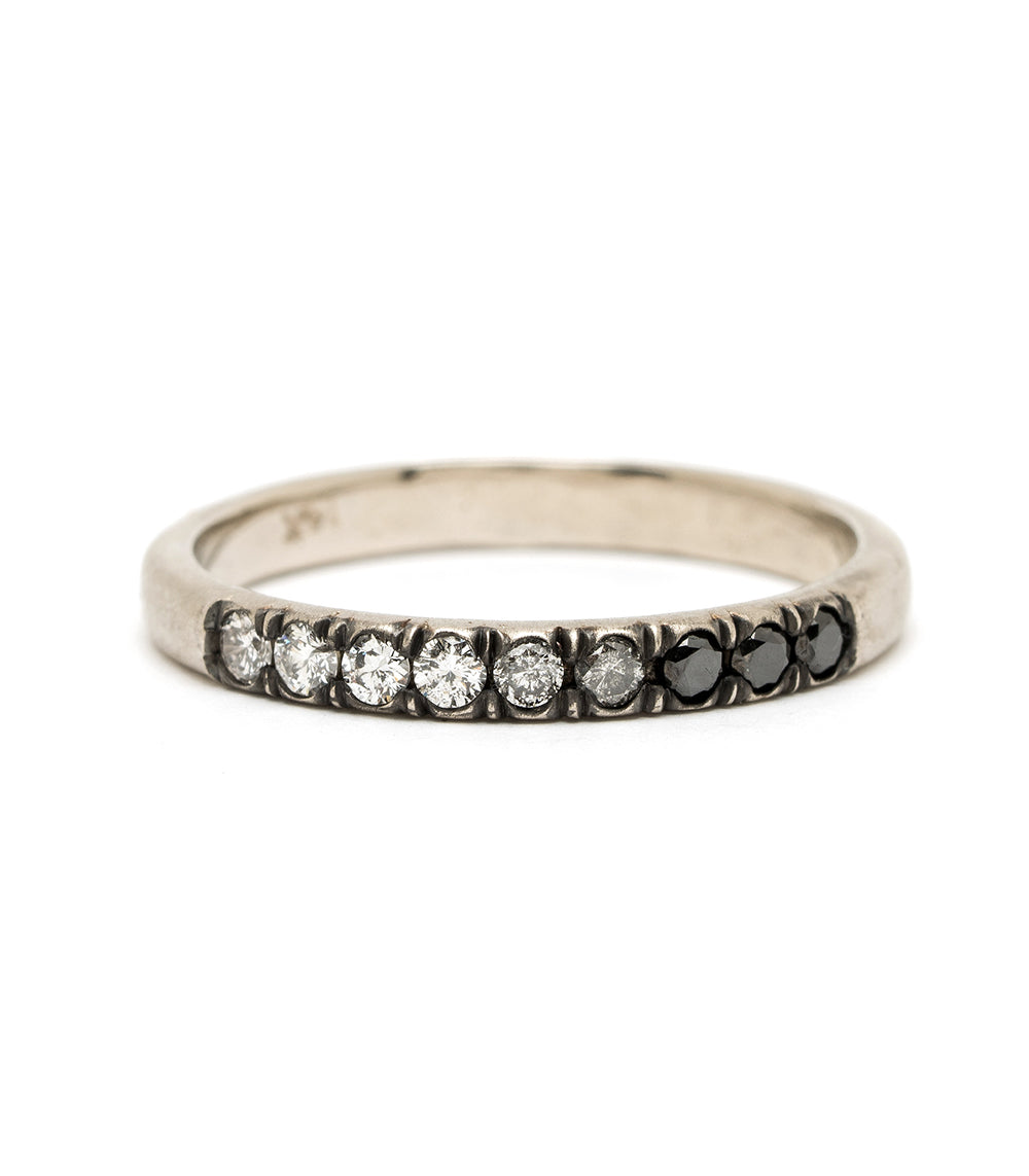 Vintage Inspired Stacking Band by LF-R1-OD stacking ring in 14K white gold with round diamond stones