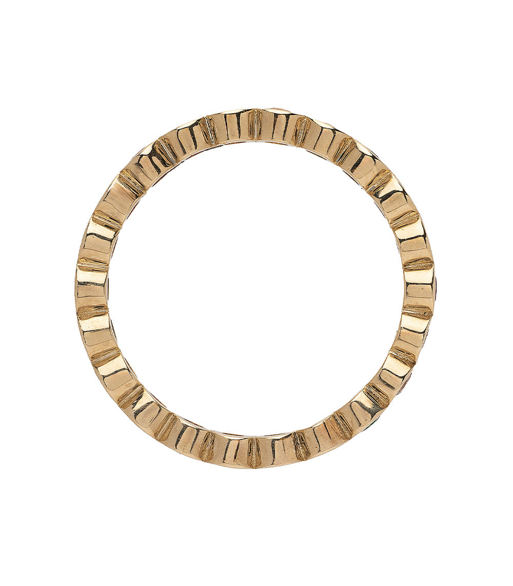 Rainbow Bezels EB-R17-RS ring band in shiny 14K yellow gold with rainbow bezel texture