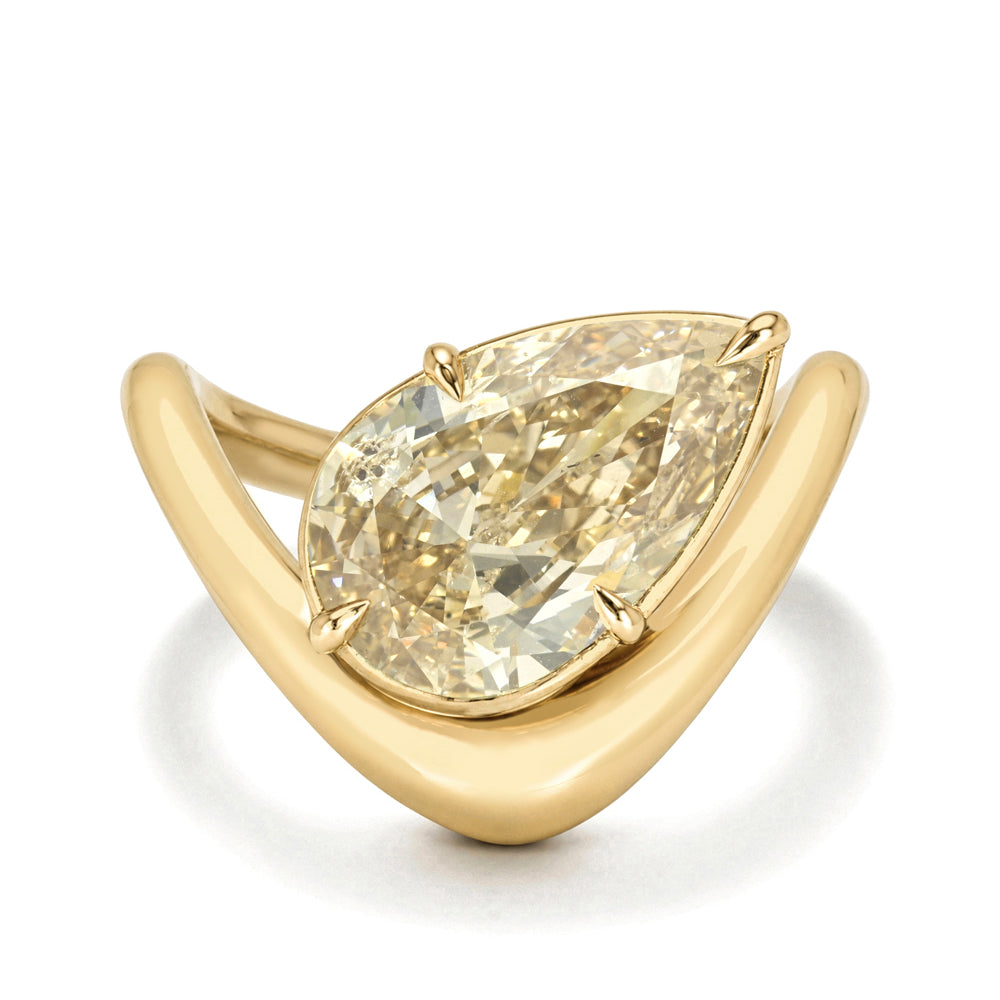 Sculptural Design Natural Champagne Diamond Engagement Ring Sk R123 Nd Cd Tl Br Ps 3.02 Front