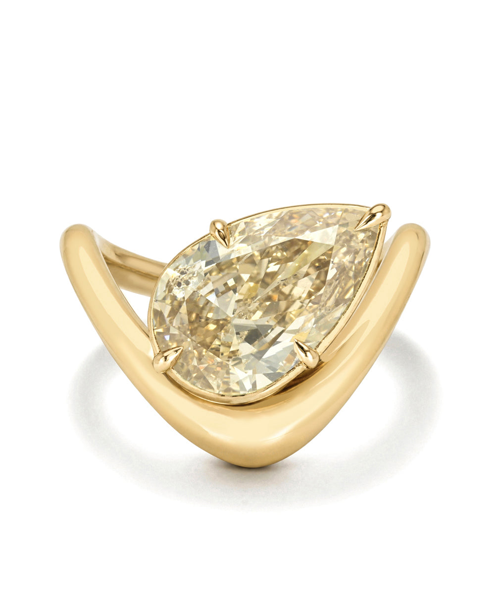 Sculptural Design Natural Champagne Diamond Engagement Ring Sk R123 Nd Cd Tl Br Ps 3.02 Front