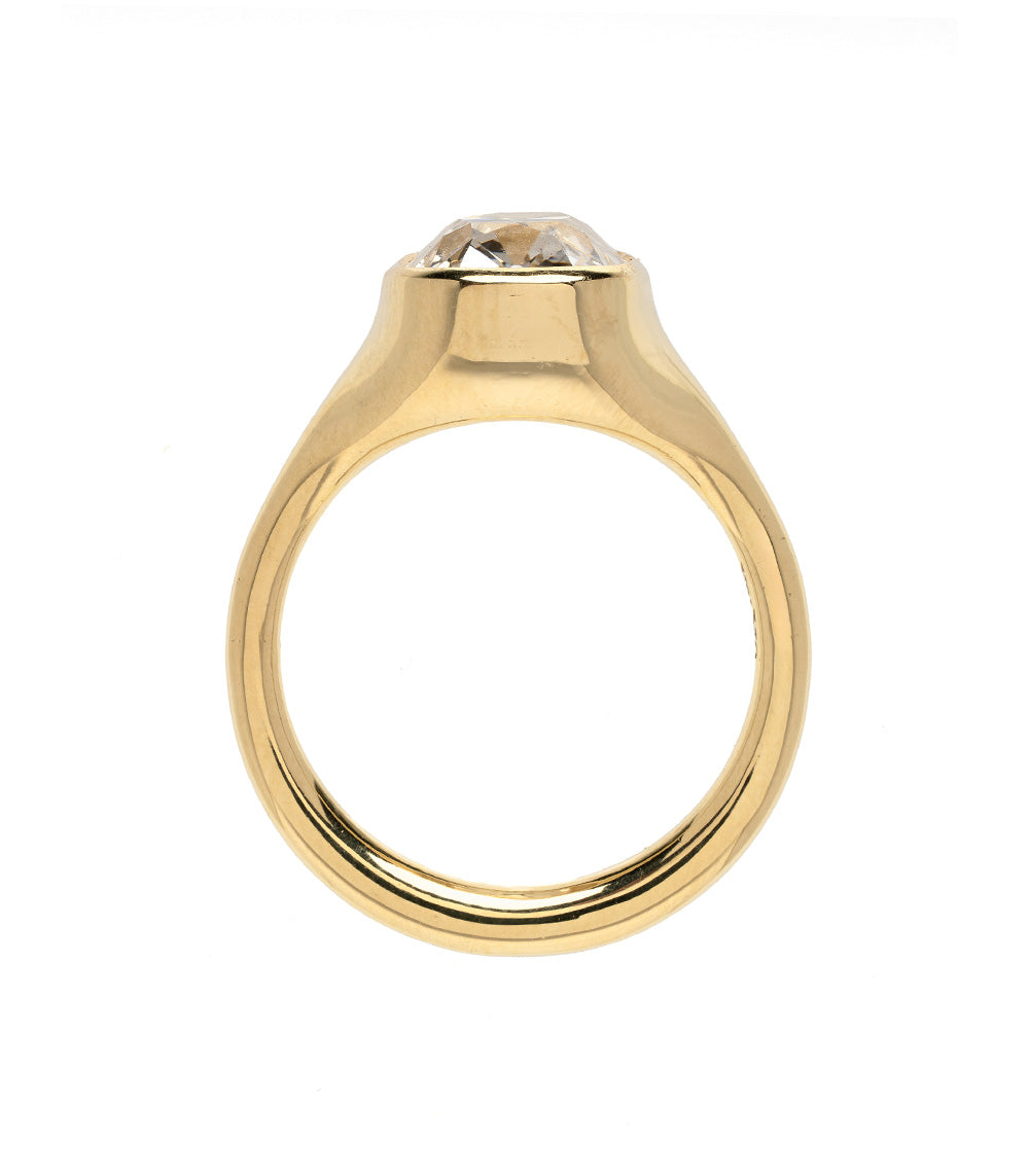 Isolde by SK-R121-LGD-OMC-3.78 gold diamond ring with a clear center stone in prong setting