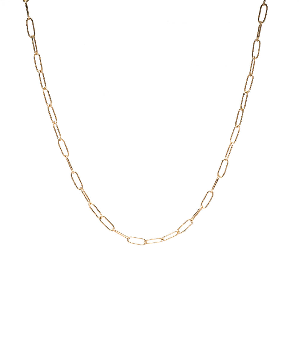 The Trendy CN-C7 gold link necklace with oval chain links and a small clasp, minimal on white background
