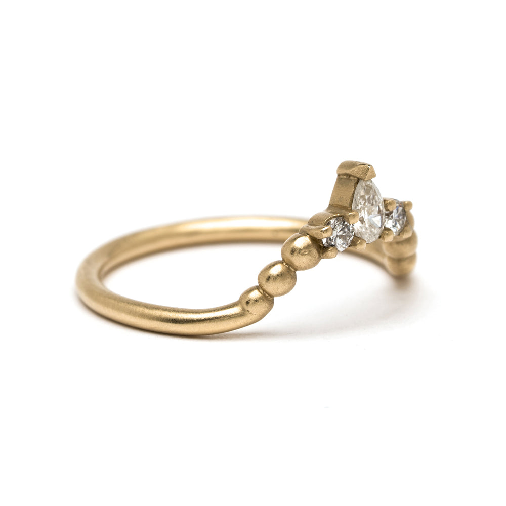 Tiara Nesting Band AL-R14 14K yellow gold ring band with shiny finish, 3 stone engagement ring design