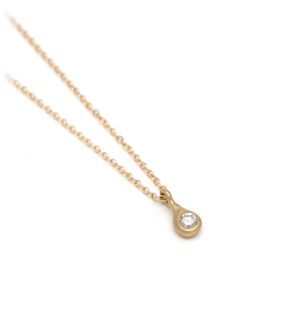 Rain or Shine Necklace CT-N35 in 14K yellow gold with shiny teardrop pendant and small diamond stone