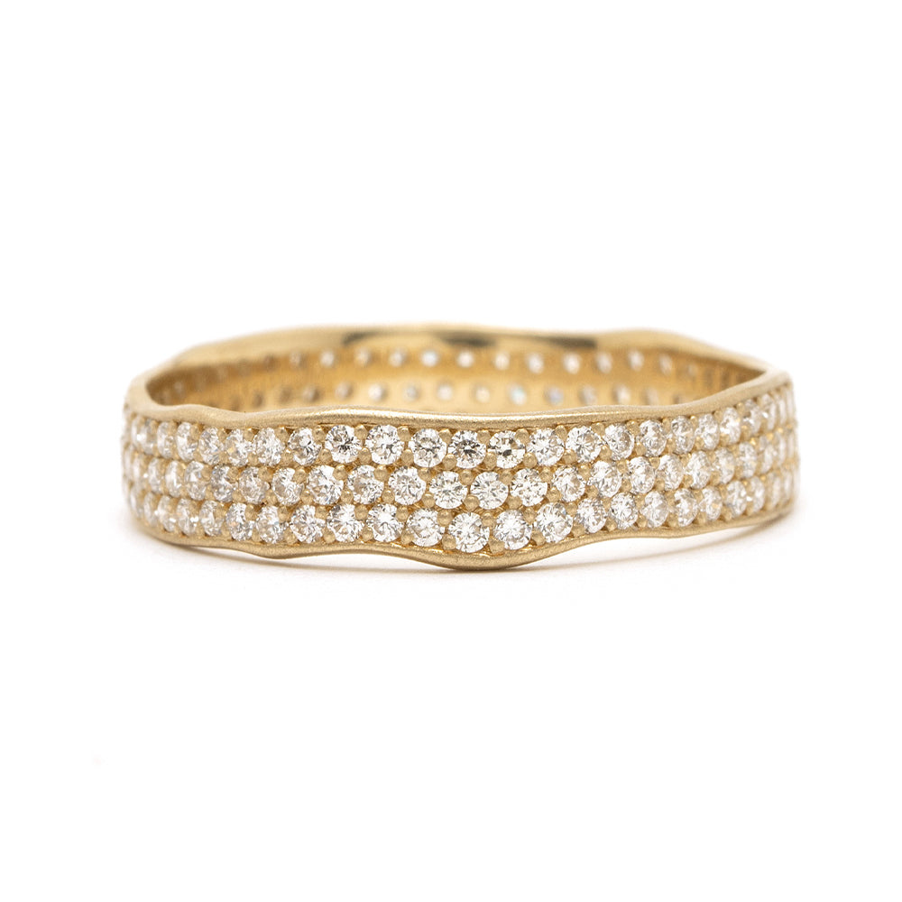 Torn Paper Diamond Eternity Band by P-R2-All 14K yellow gold diamond eternity band, shiny scattered stones