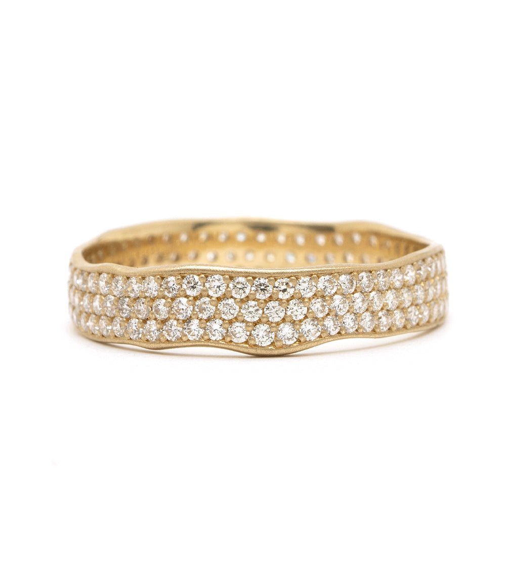 Torn Paper Diamond Eternity Band by P-R2-All 14K yellow gold diamond eternity band, shiny scattered stones