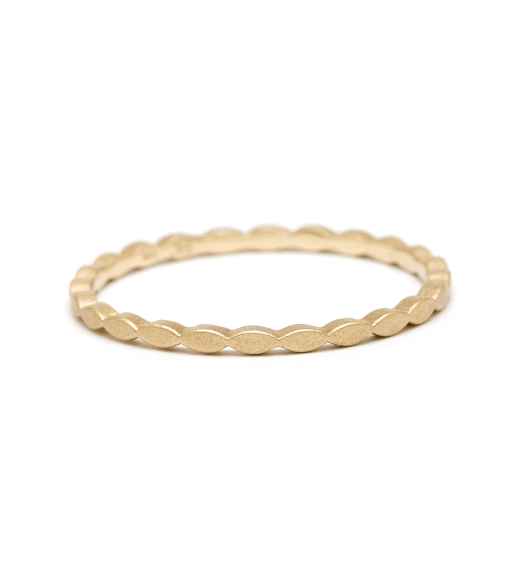 Petite Marquise AL-R11 gold ring band in 14K yellow gold with twisted wave texture