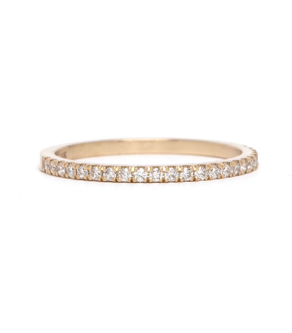 Square Edge Diamond Band EB-R11-half 14k yellow gold band with shiny pave diamonds, understated square edge