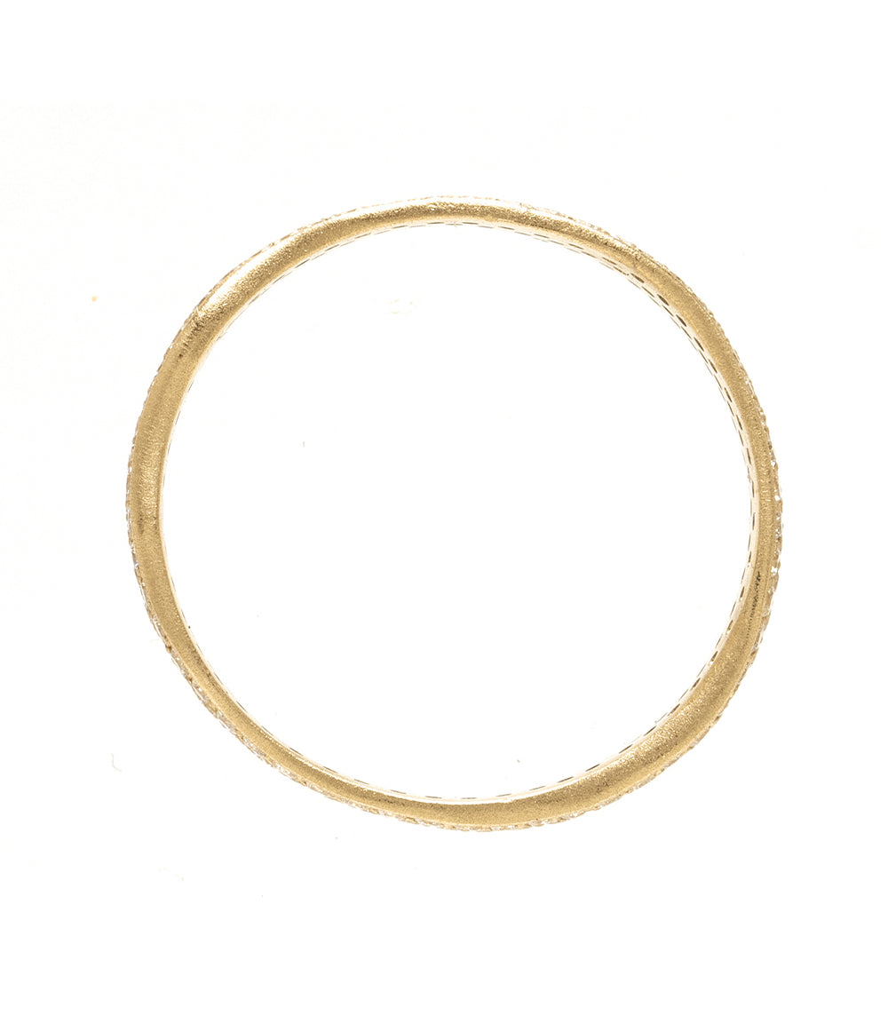 Torn Paper Diamond Eternity Band by P-R2-All, 14K yellow gold shiny band with diamond row.