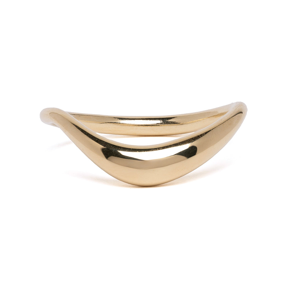 Small Melt Band by EGB-R1 in 14K yellow gold women's shiny melt-band wave pattern.