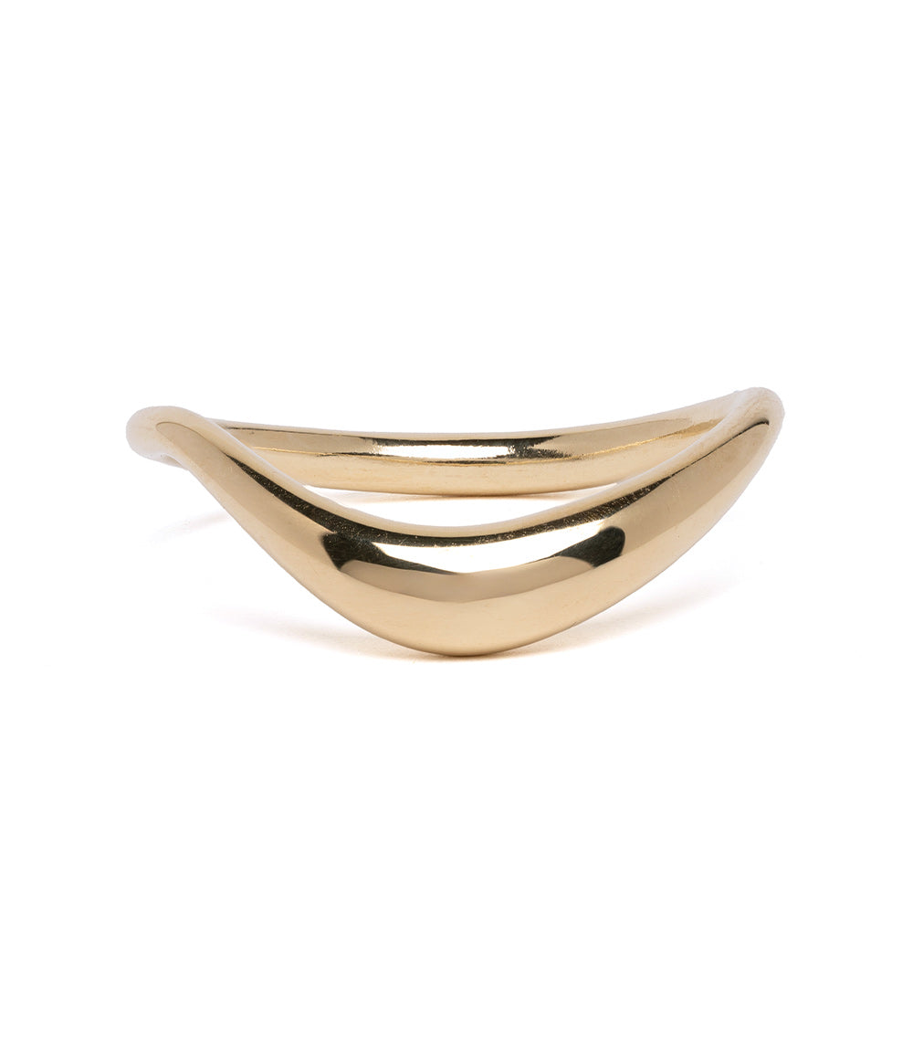 Small Melt Band by EGB-R1 in 14K yellow gold women's shiny melt-band wave pattern.
