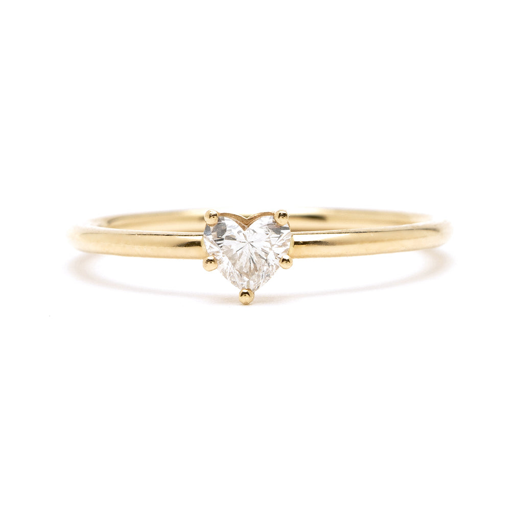 Beloved CT-R6 unique engagement ring heart-shaped diamond in 14K yellow gold with slender band