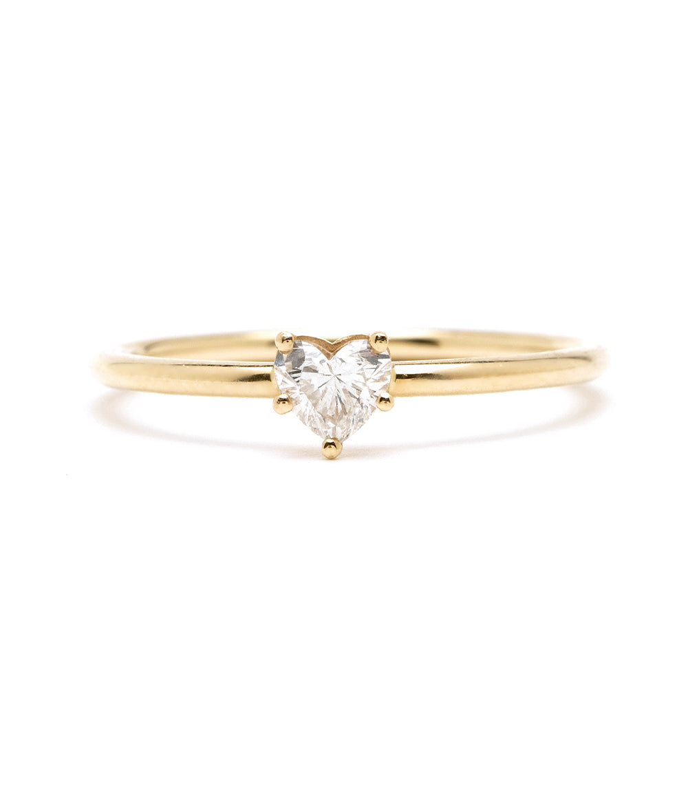 Beloved CT-R6 unique engagement ring heart-shaped diamond in 14K yellow gold with slender band