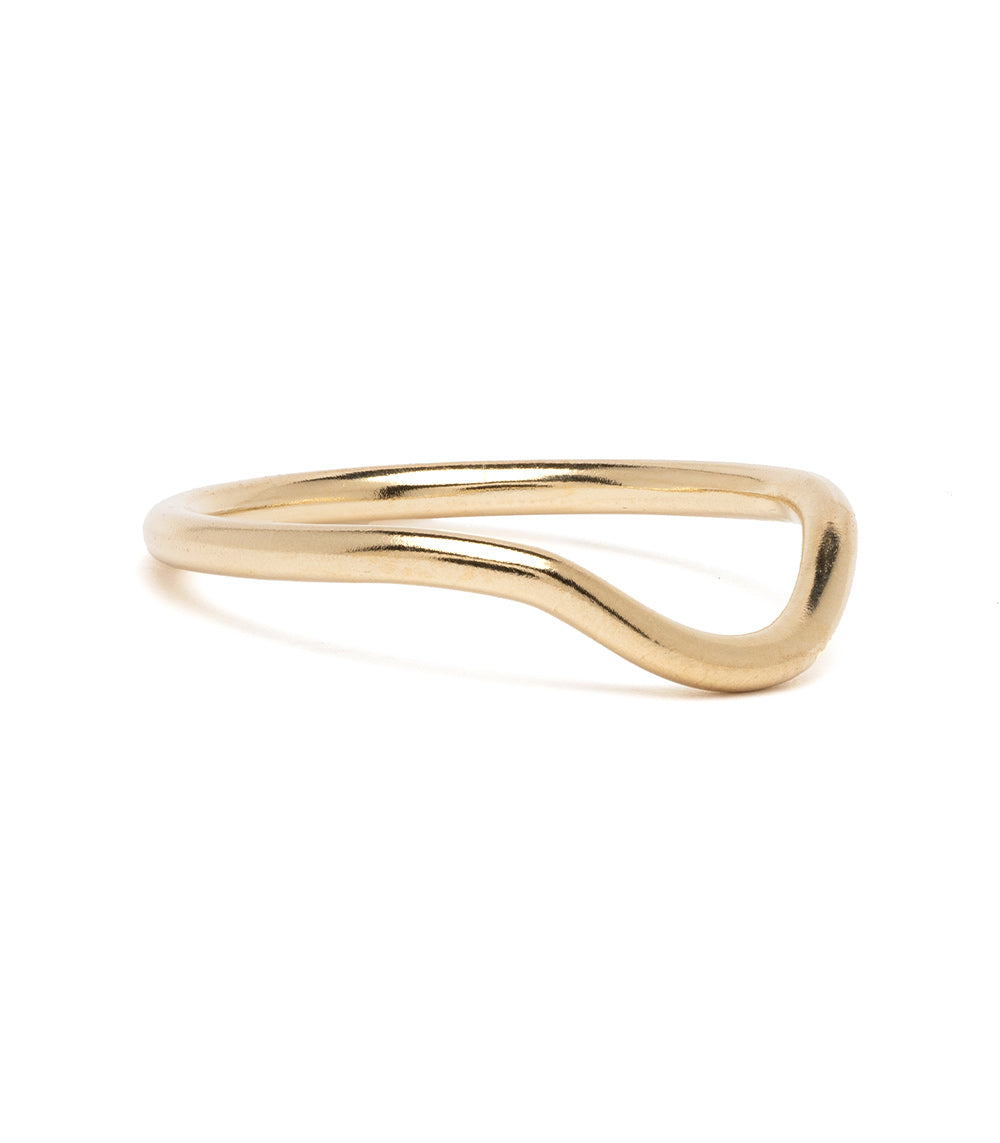 Mini Beau Band by A-R31 asymmetrical 14K yellow gold ring band with shiny curved open loop design