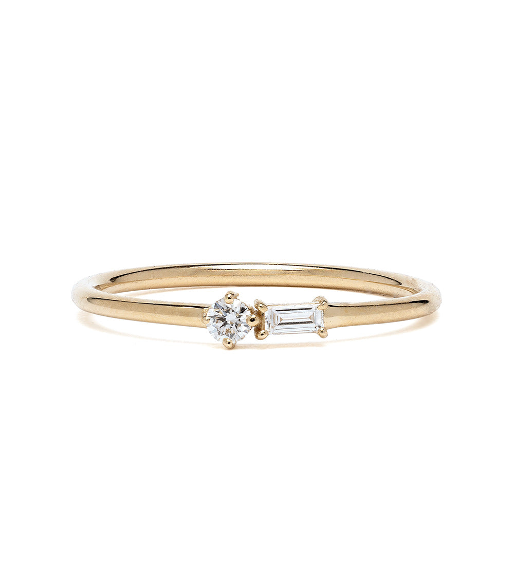 Confetti Band SB-R6 14K yellow gold diamond band ring with round and baguette stones, shiny finish