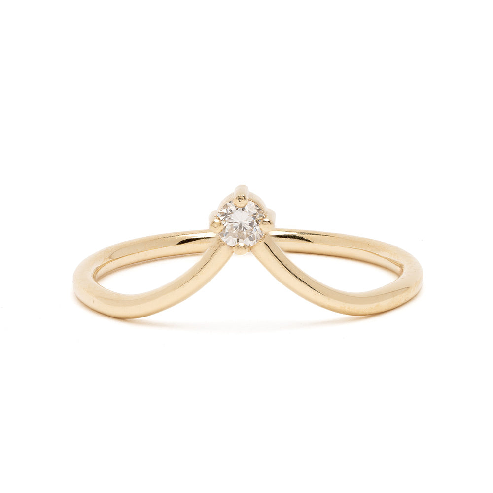 Spire Tiara AL-R16-RP engagement ring in shiny 14K yellow gold, split bow design with round center stone