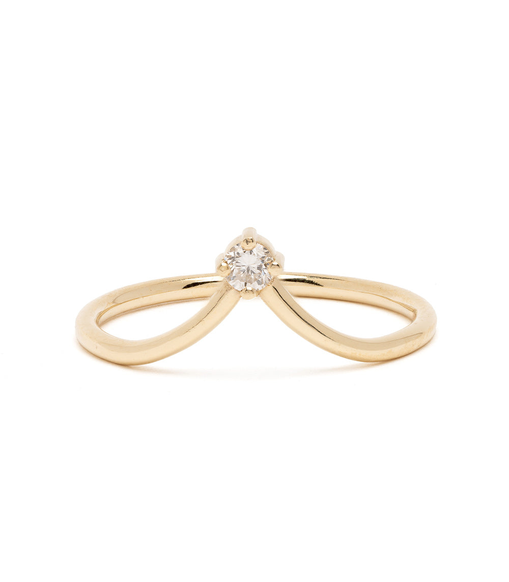 Spire Tiara AL-R16-RP engagement ring in shiny 14K yellow gold, split bow design with round center stone