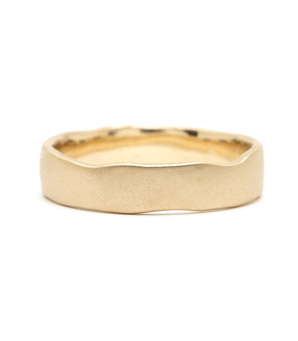 Torn Paper Wedding Band by M-R4-5: 14K yellow gold matte finish band with torn-paper texture