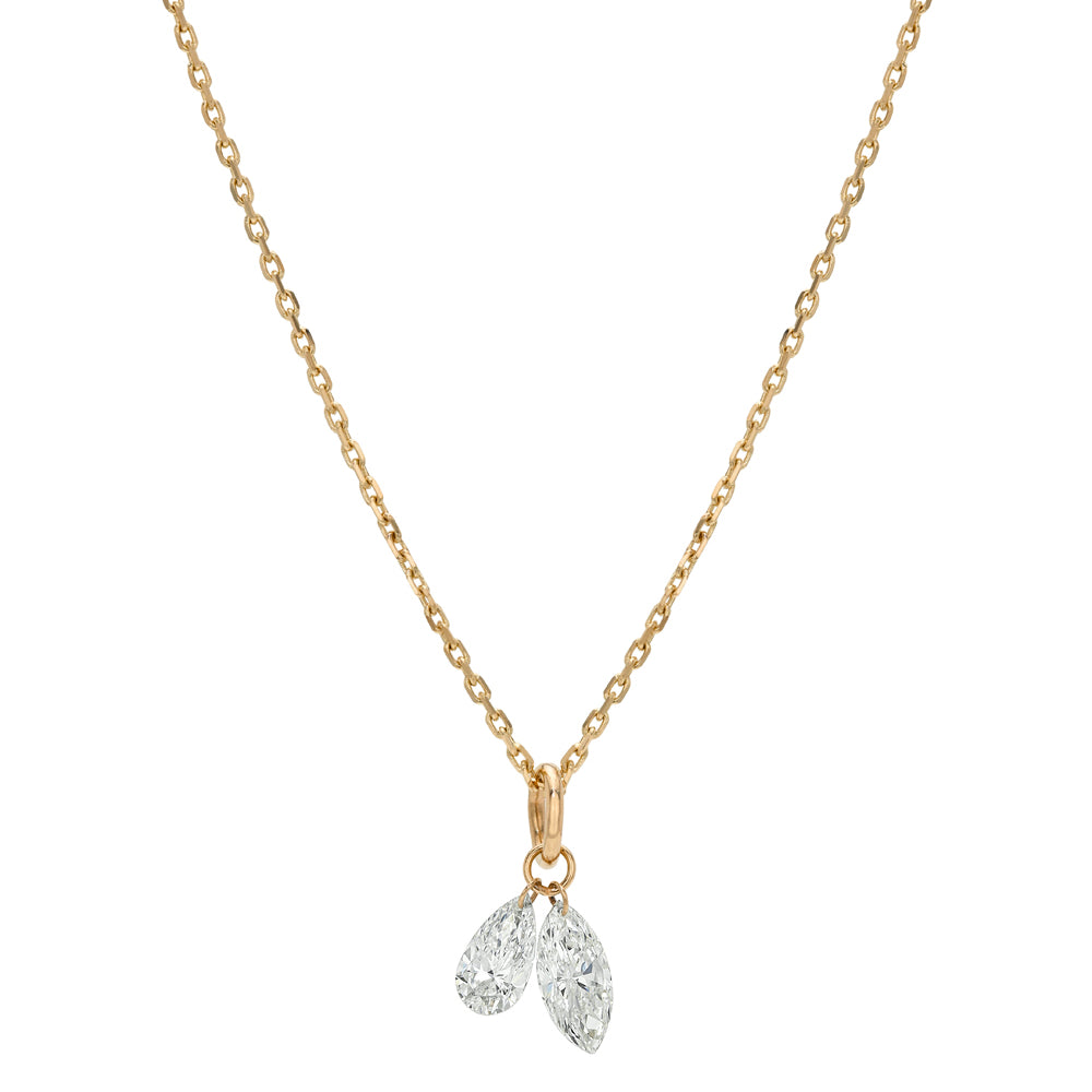 Two Drilled Diamond Dainty Layering Necklace On 14k Yellow Gold Chain Sk Dd N2 Lgd A