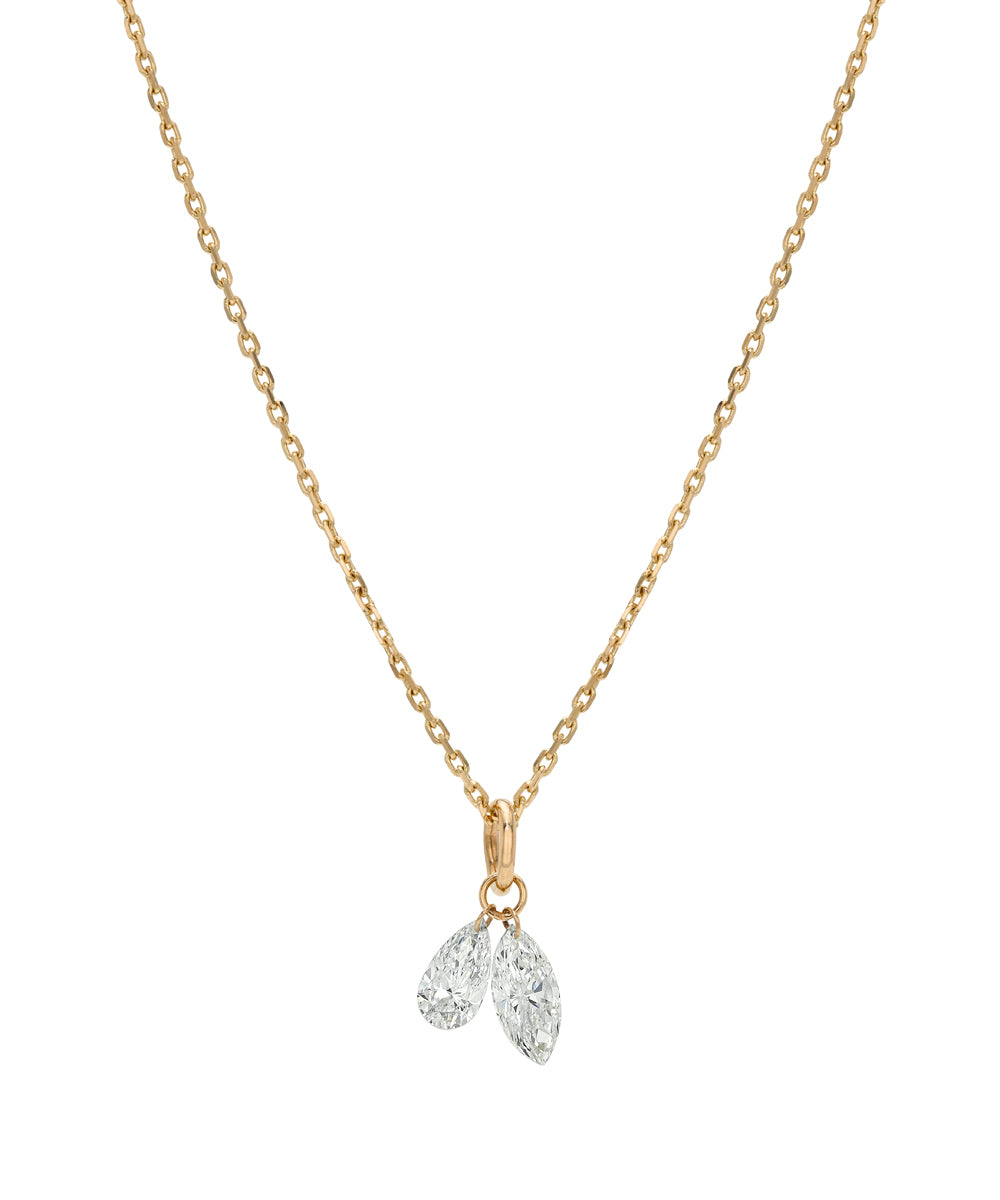 Two Drilled Diamond Dainty Layering Necklace On 14k Yellow Gold Chain Sk Dd N2 Lgd A