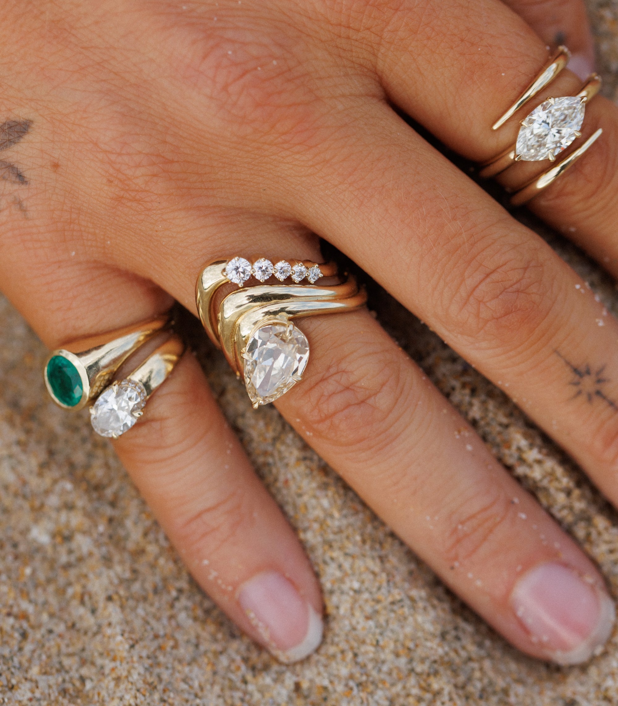 Unique 14k Yellow Gold Engagement Rings Stack With Artful One Of A Kind Engagement Rings Made In La