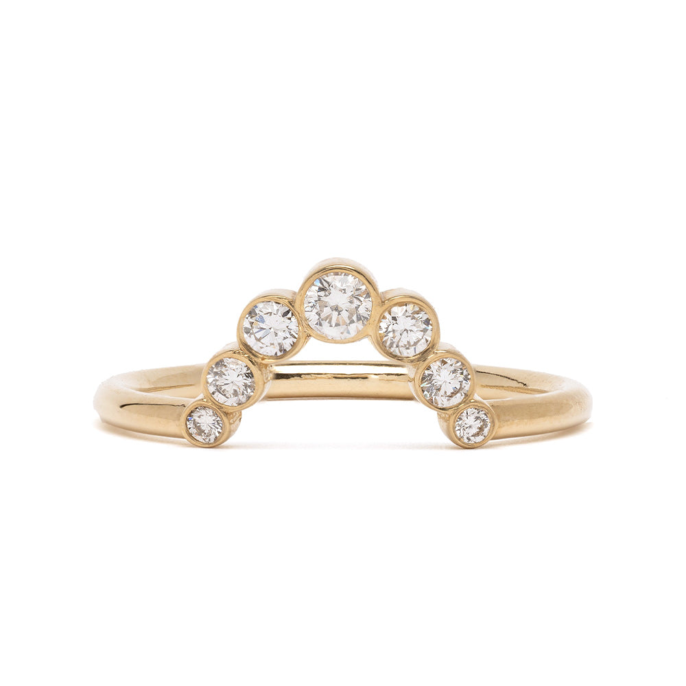Bezels Sunrise Nesting Band by AL-R18 in 14K yellow gold with bezel-set round stones, shiny finish