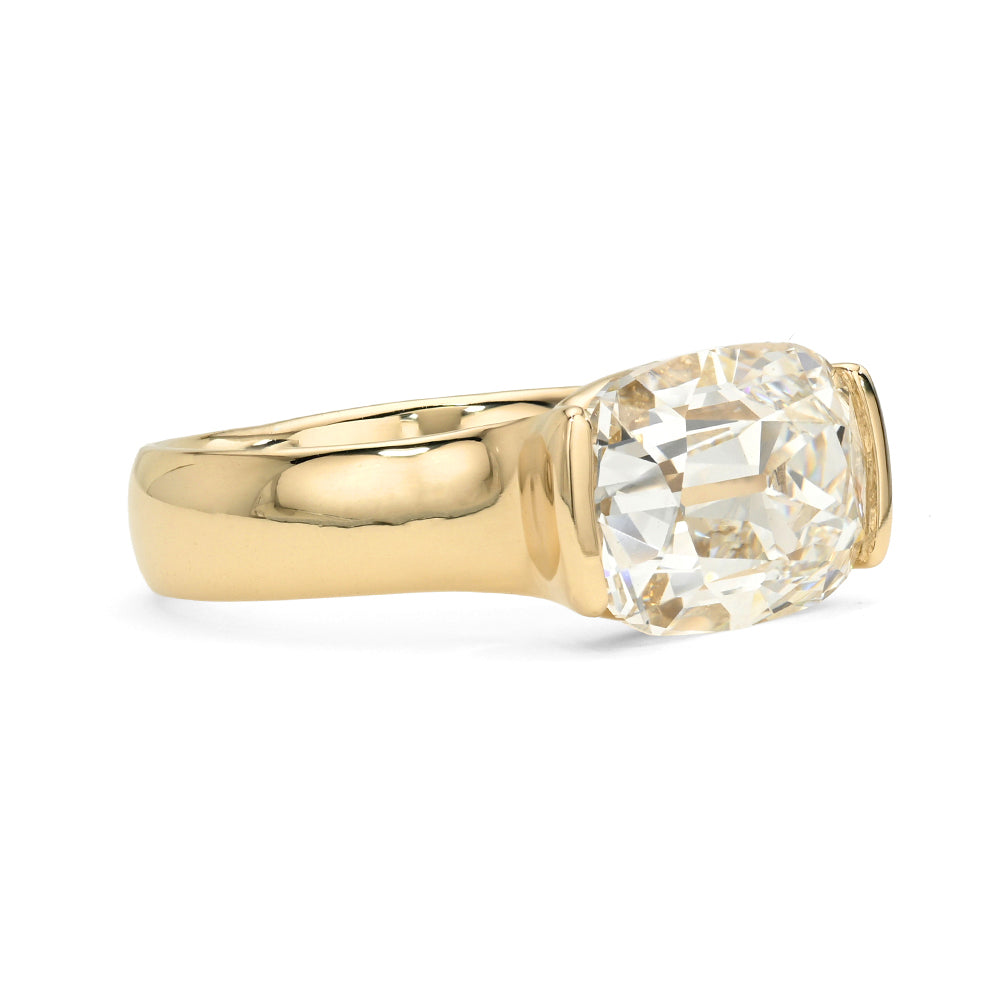 Bardot Sofia Kaman engagement ring in gold with a large round center diamond—polished setting