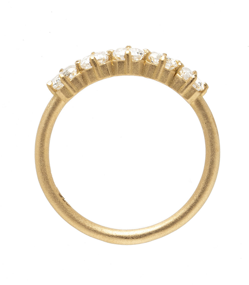 Claudette 5 Stone Band SK-R68-Band-EC gold ring with five clear stones in a prong setting