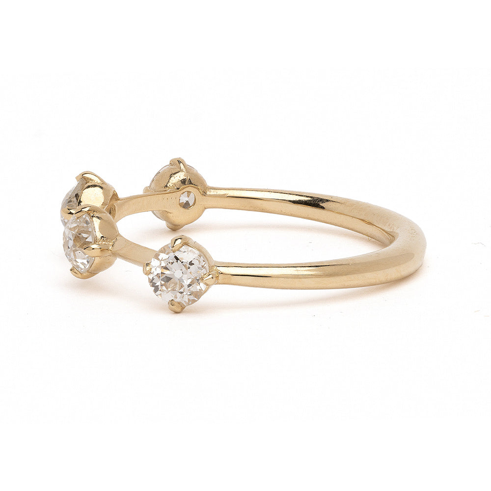 Estée Band SB-R2 2 stone engagement ring in shiny 14K yellow gold with round diamonds
