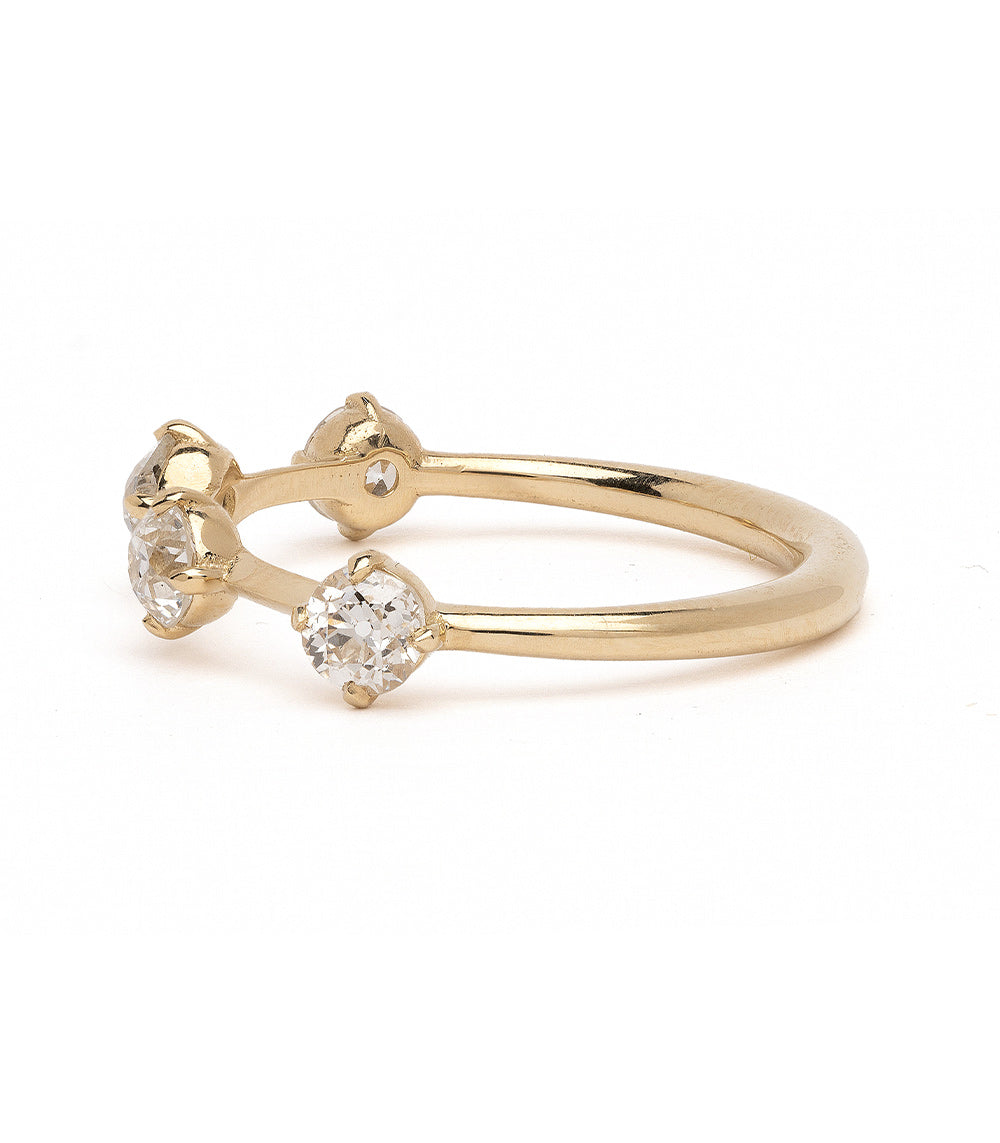 Estée Band SB-R2 2 stone engagement ring in shiny 14K yellow gold with round diamonds