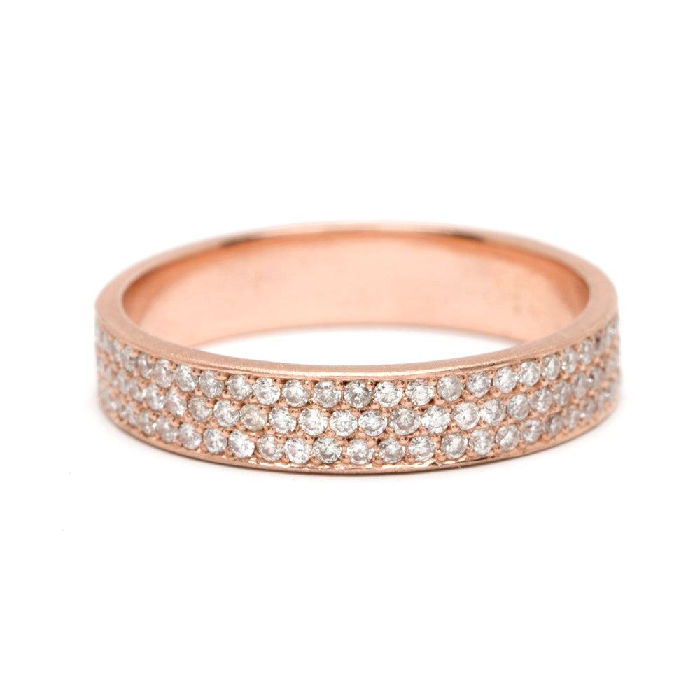 Glitterati by A-R21-3M rose gold diamond band with shiny pavé stones, slim full-band sparkle