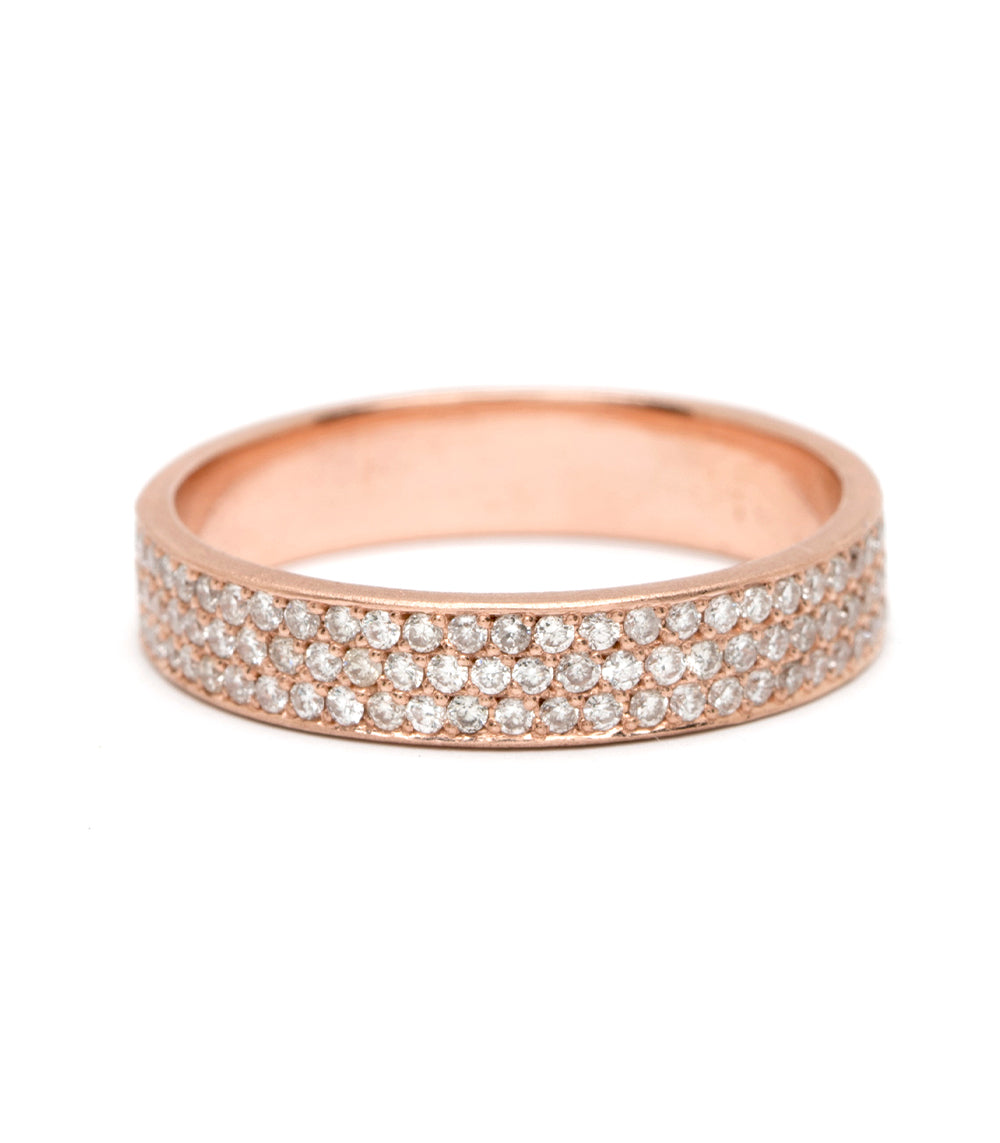 Glitterati by A-R21-3M rose gold diamond band with shiny pavé stones, slim full-band sparkle