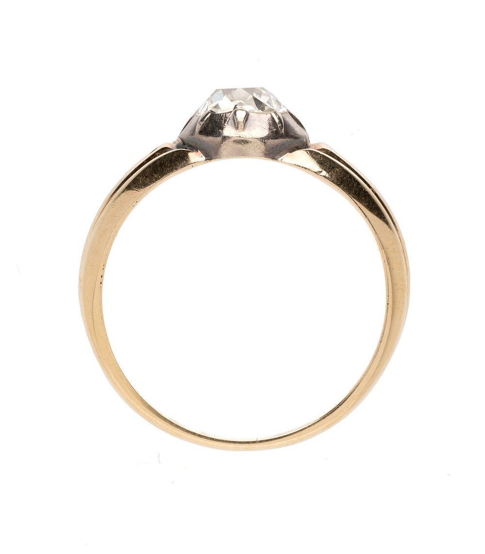 Yara VC-R181 unique engagement ring in yellow gold with clear faceted center stone—understated